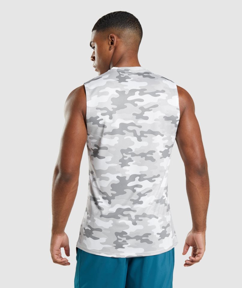 Men's Gymshark Arrival Sleeveless Tanks Camo | NZ 2DGKBO